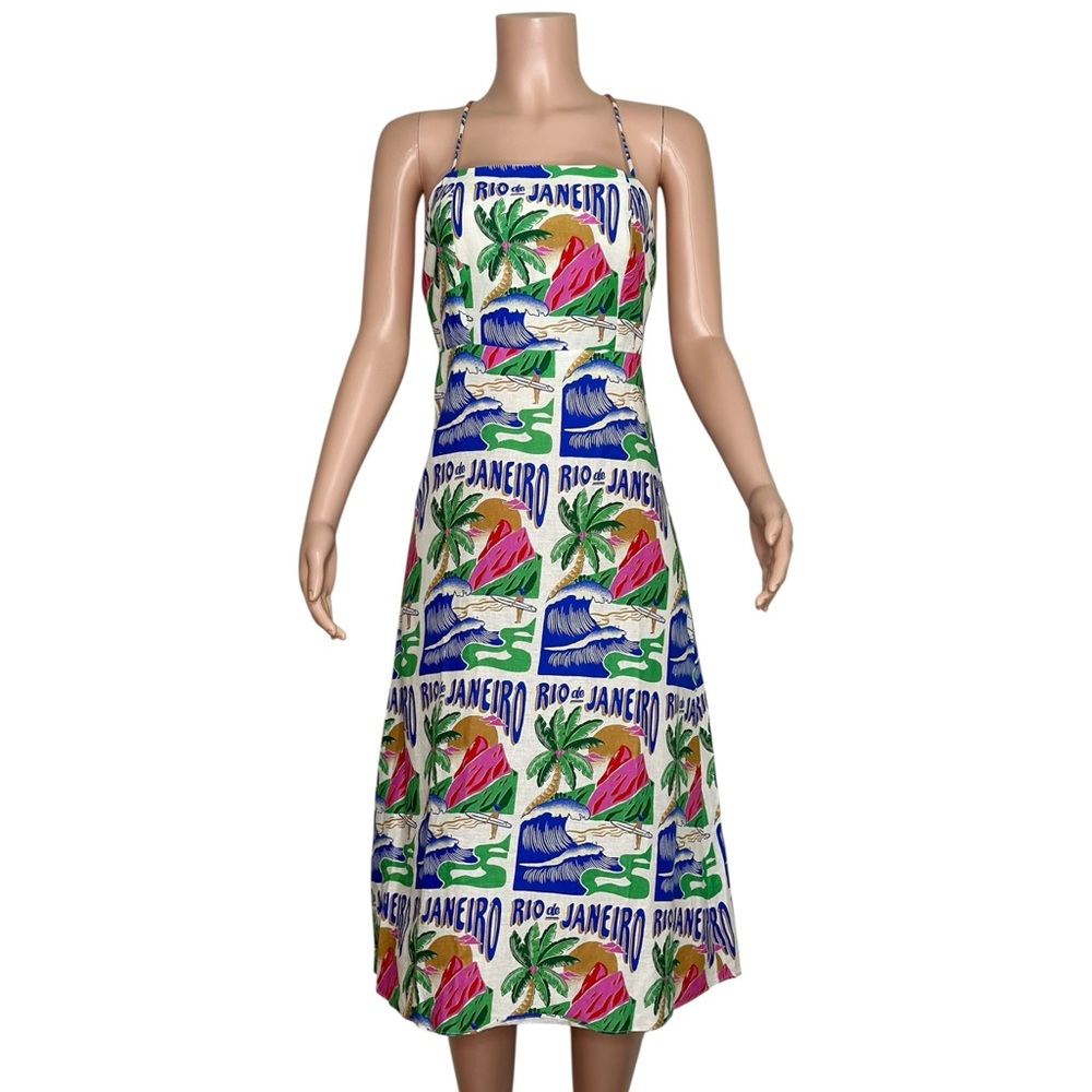 FARM RIO Carioca Posters Midi Dress, Off-White, XS - Picture 5 of 11